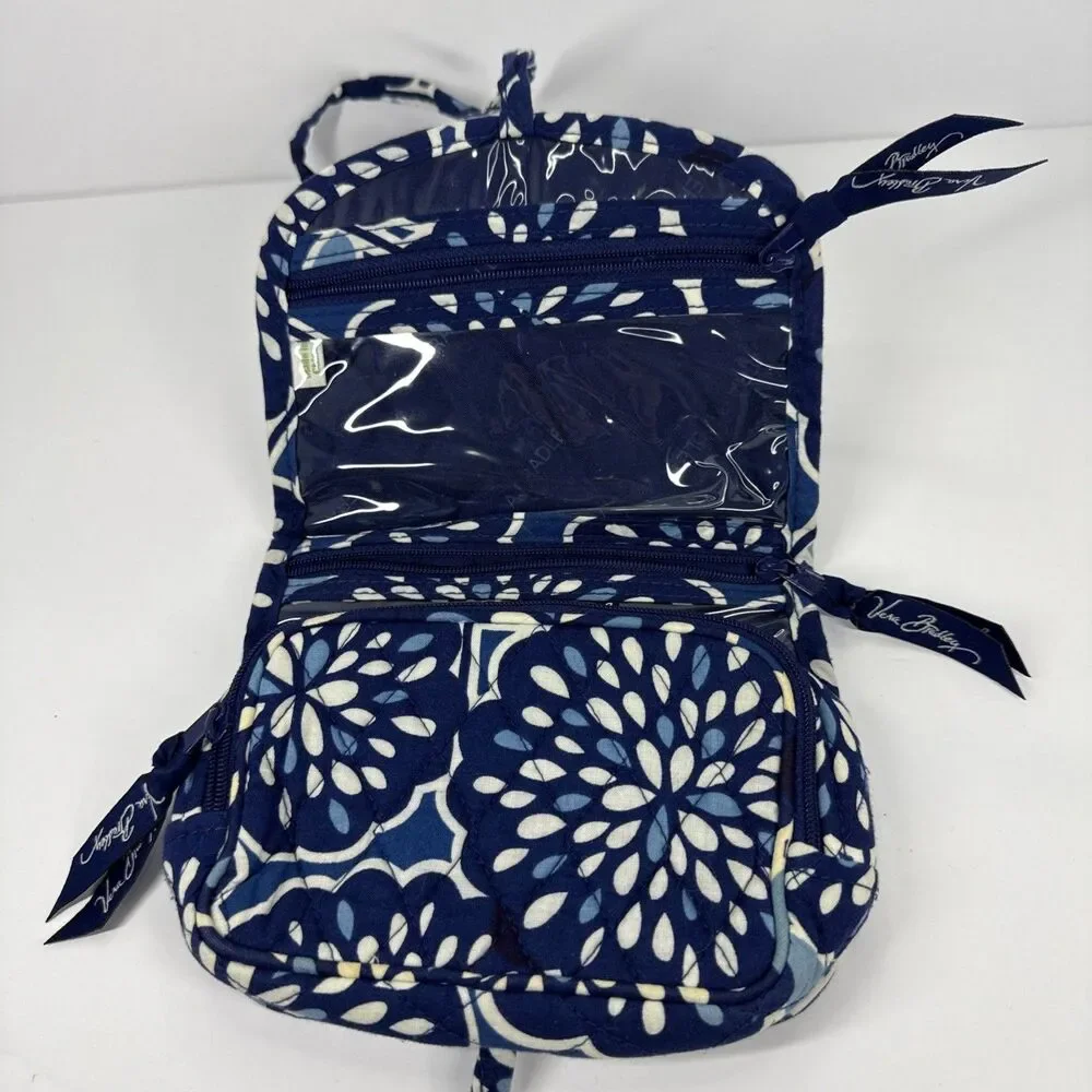 Vera Bradley Blue White Small Jewelry Make Up Case Wallet Petal Splash